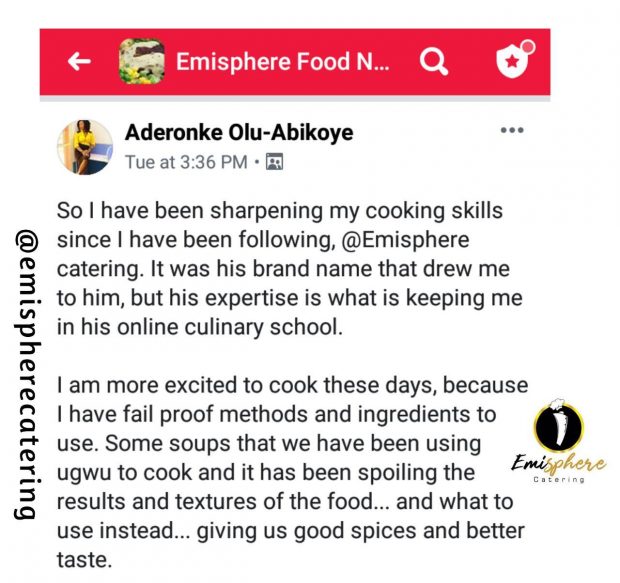 Online culinary training in Nigeria